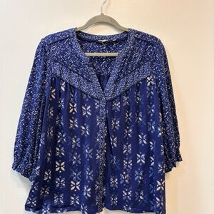 Fat Face blue printed swing top